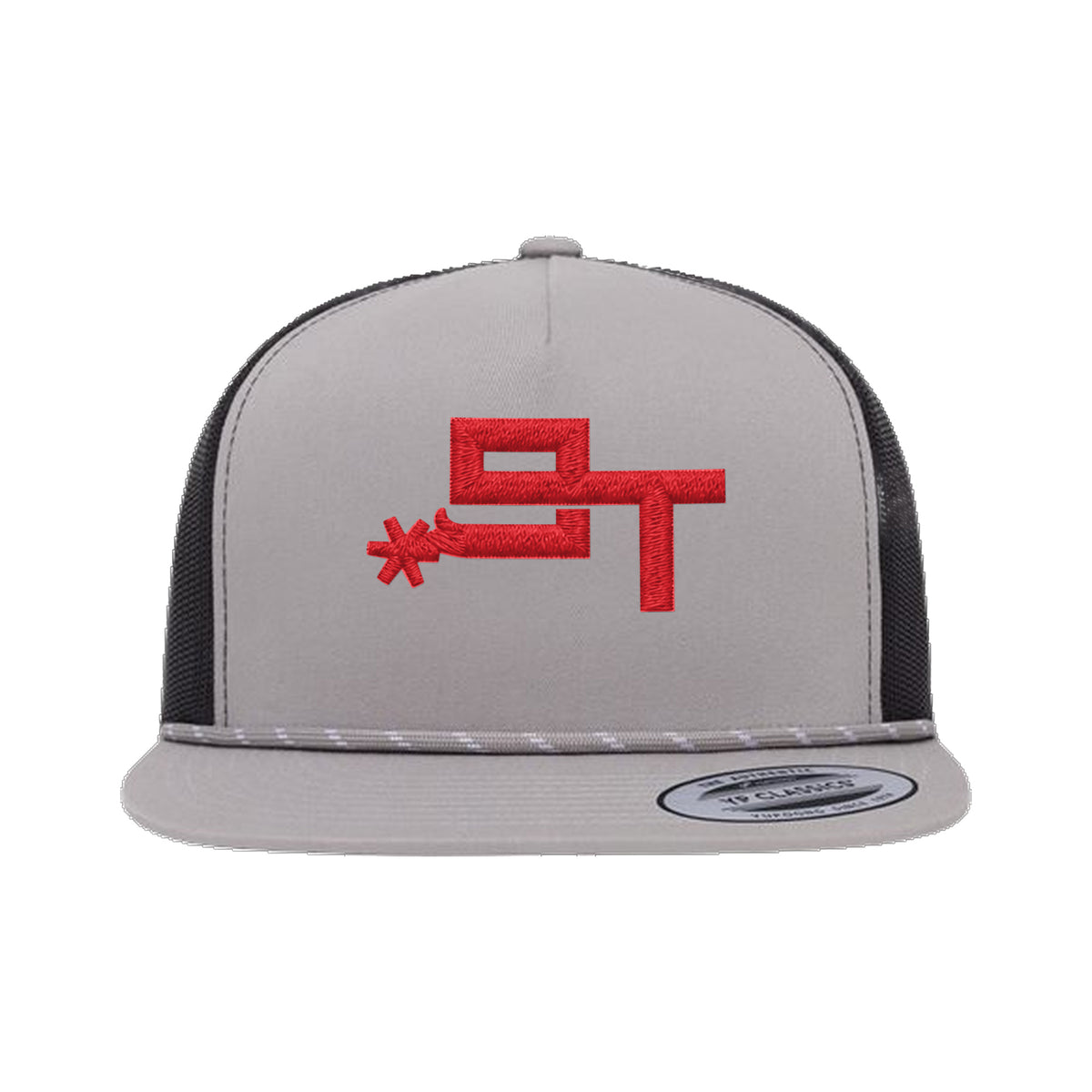 9T Spur Yupoong 6006BD Rope Hat / Silver/Black / Red / angle on white