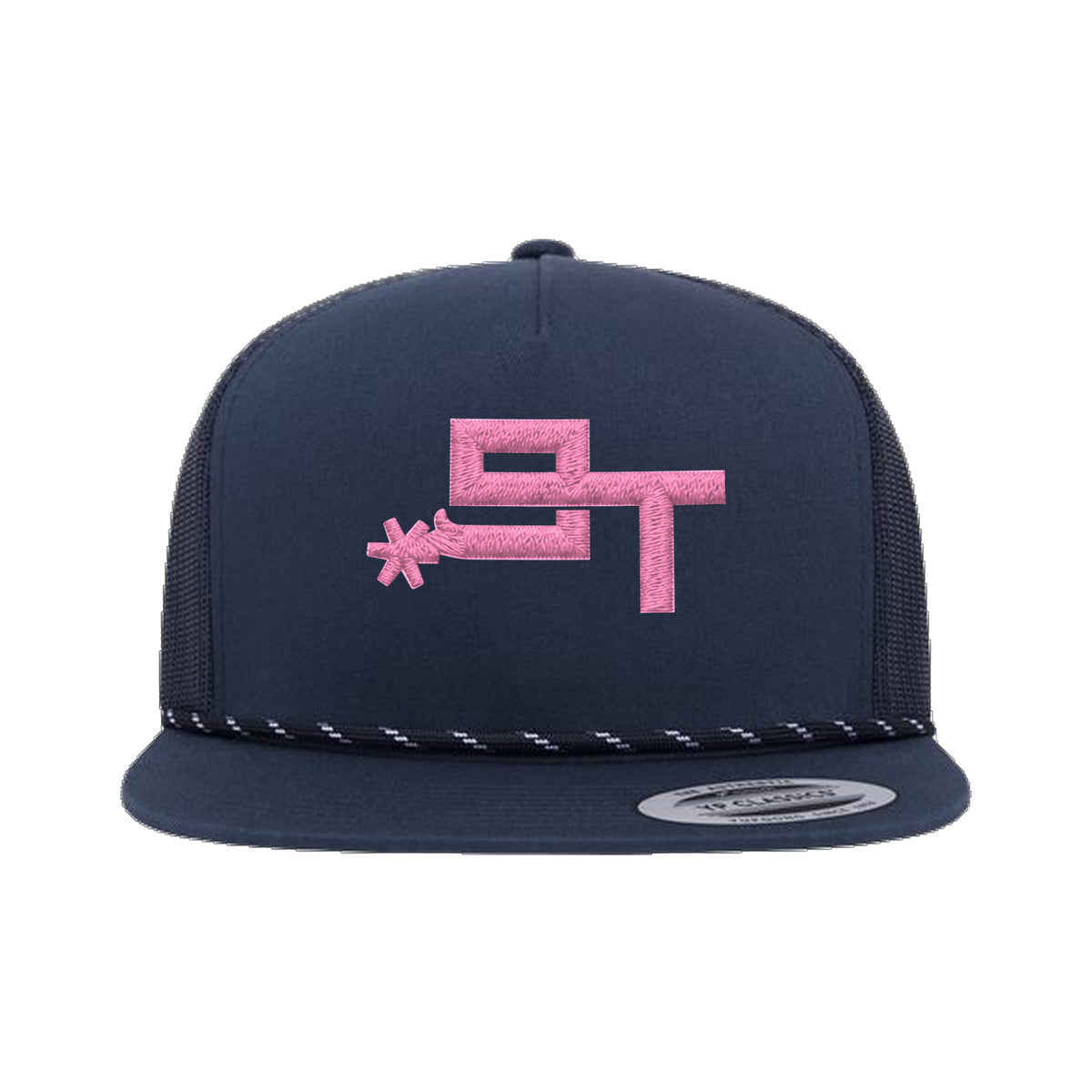 9T Spur Yupoong 6006BD Rope Hat / Navy / Pink / angle on white