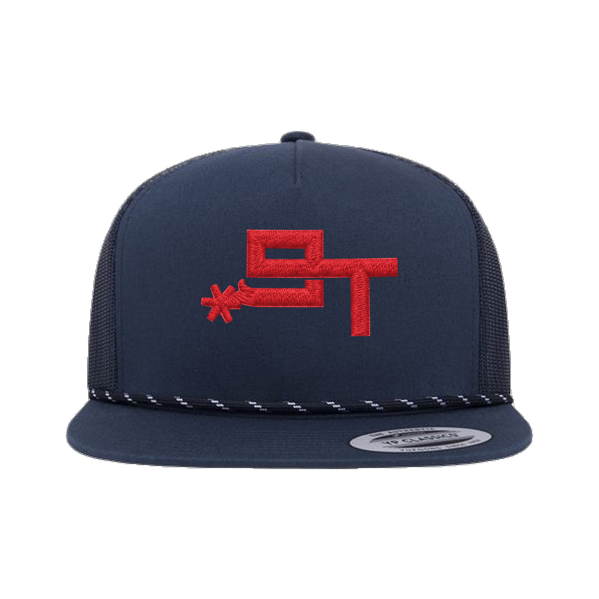 9T Spur Yupoong 6006BD Rope Hat / Navy / Red / angle on white