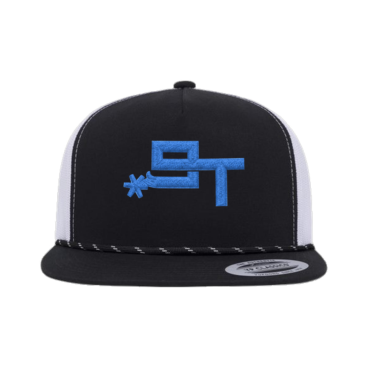 9T Spur Yupoong 6006BD Rope Hat / Black/White / Blue / angle on white