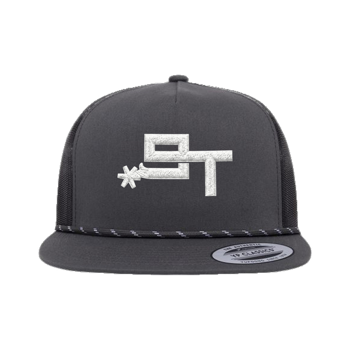 9T Spur Yupoong 6006BD Rope Hat / Charcoal/Black / White / angle on white