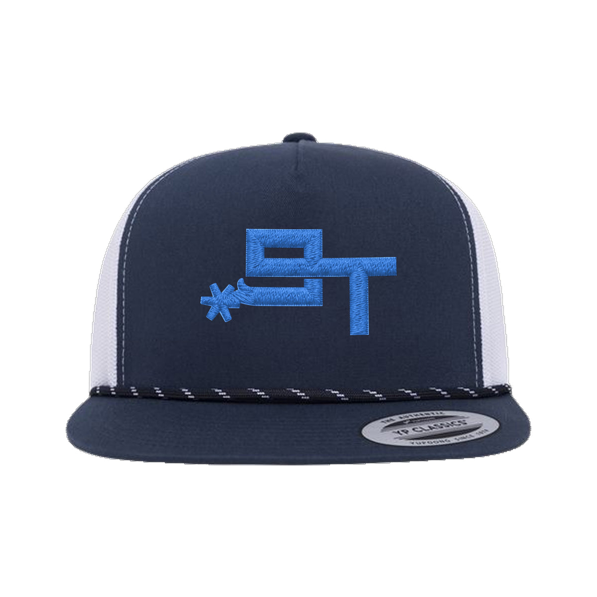 9T Spur Yupoong 6006BD Rope Hat / Navy/White / Blue / angle on white