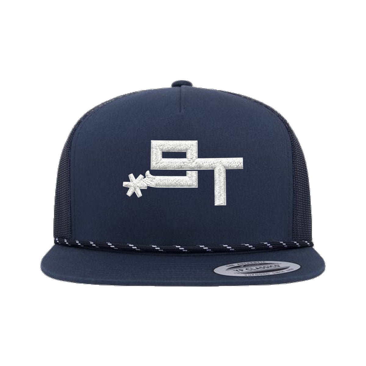 9T Spur Yupoong 6006BD Rope Hat / Navy / White / angle on white