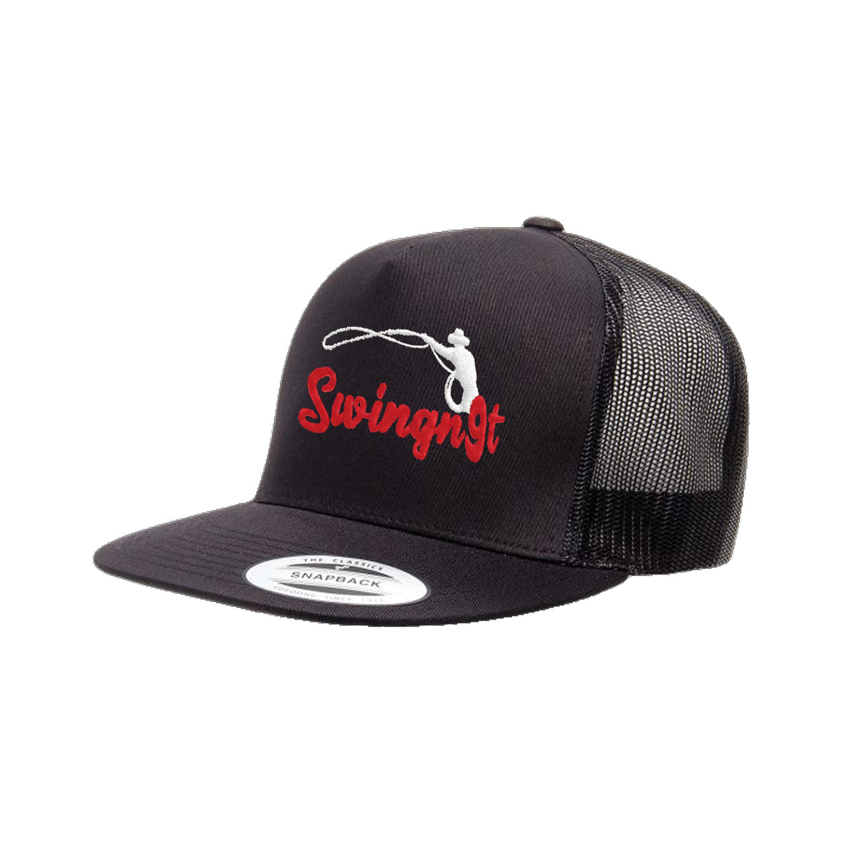 SwingN9T Roping Yupoong 6006 Hat / Black / Red/White / angle on white