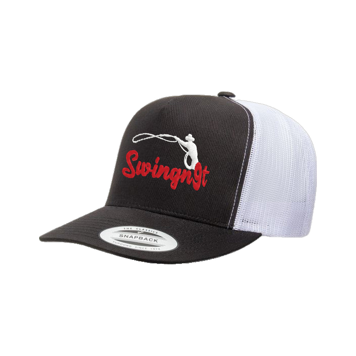 SwingN9T Roping Yupoong 6006 Hat / Black/White / Red/White / angle on white