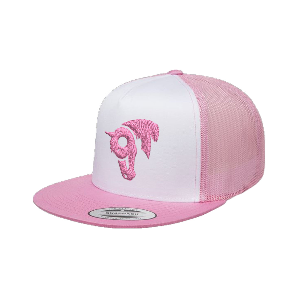 9T Horse Yupoong 6006 Hat / Pink/White/Pink / Pink / angle on white