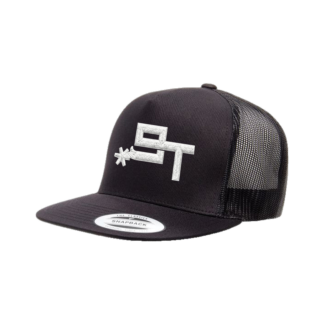 9T Spur Yupoong 6006 Hat / Black / White / angle on white