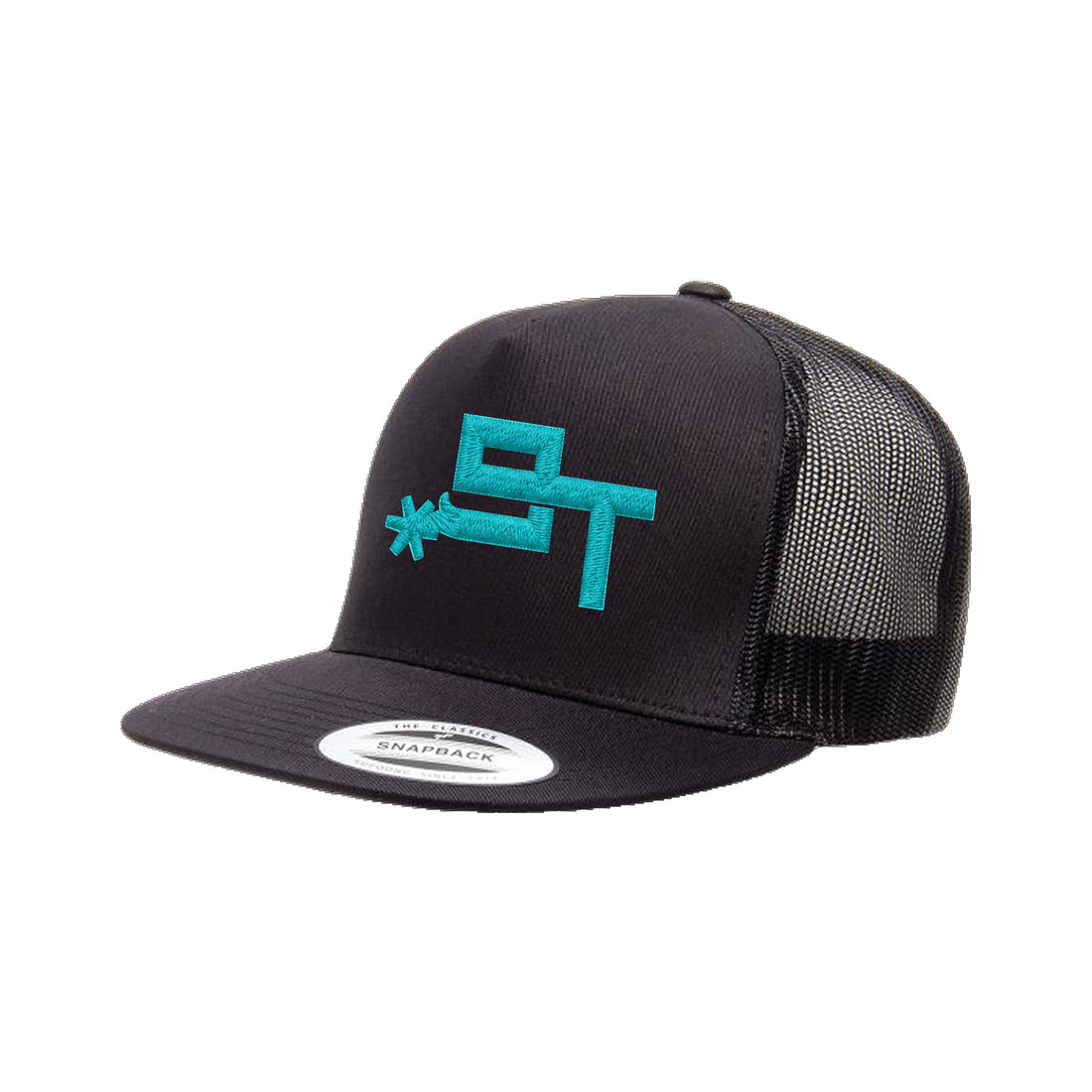 9T Spur Yupoong 6006 Hat / Black / White / angle on white
