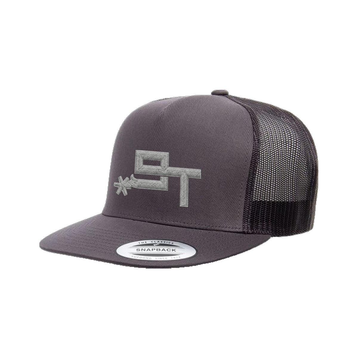 9T Spur Yupoong 6006 Hat / Charcoal / Grey / angle on white