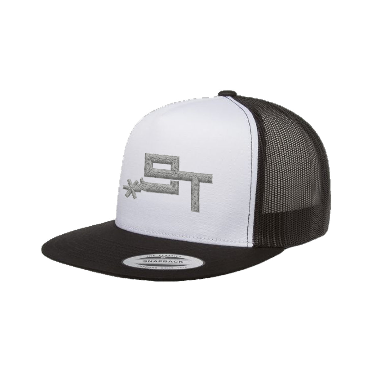 9T Spur Yupoong 6006 Hat / Black/White/Black / Grey / angle on white