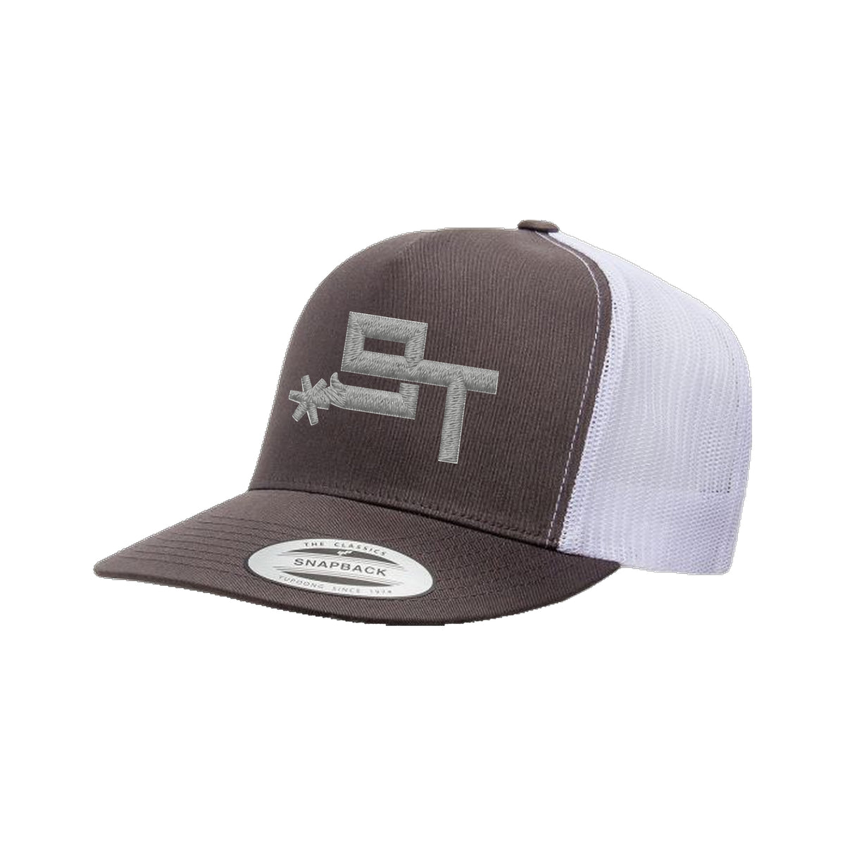9T Spur Yupoong 6006 Hat / Charcoal/White / Grey / angle on white