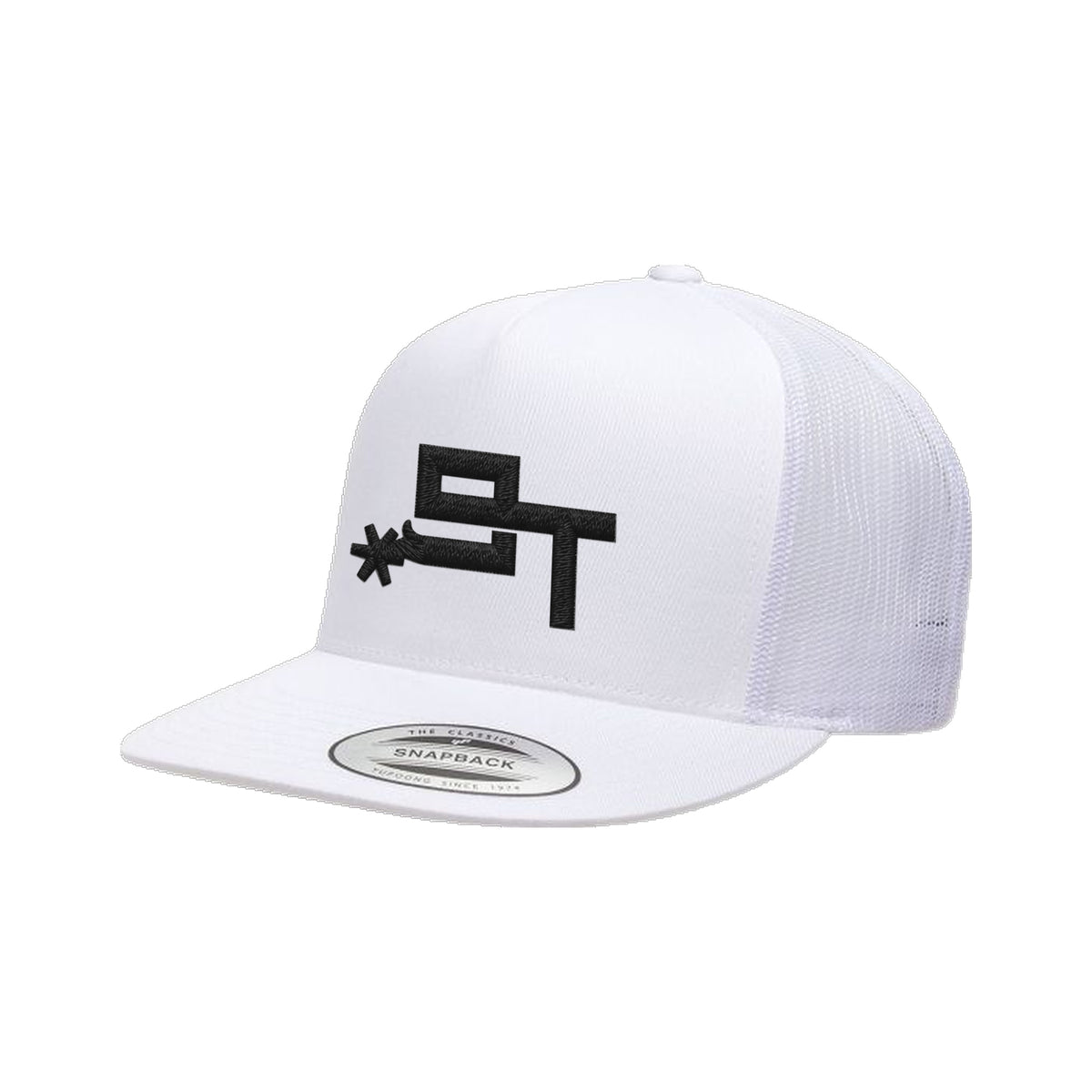 9T Spur Yupoong 6006 Hat / White / Black / angle on white