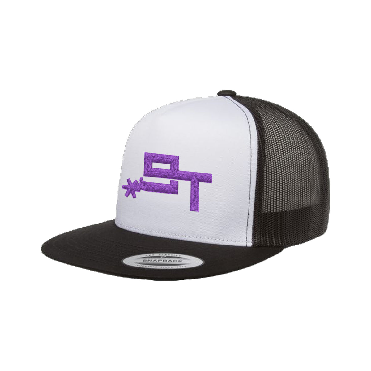 9T Spur Yupoong 6006 Hat / Black/White/Black / Purple / angle on white
