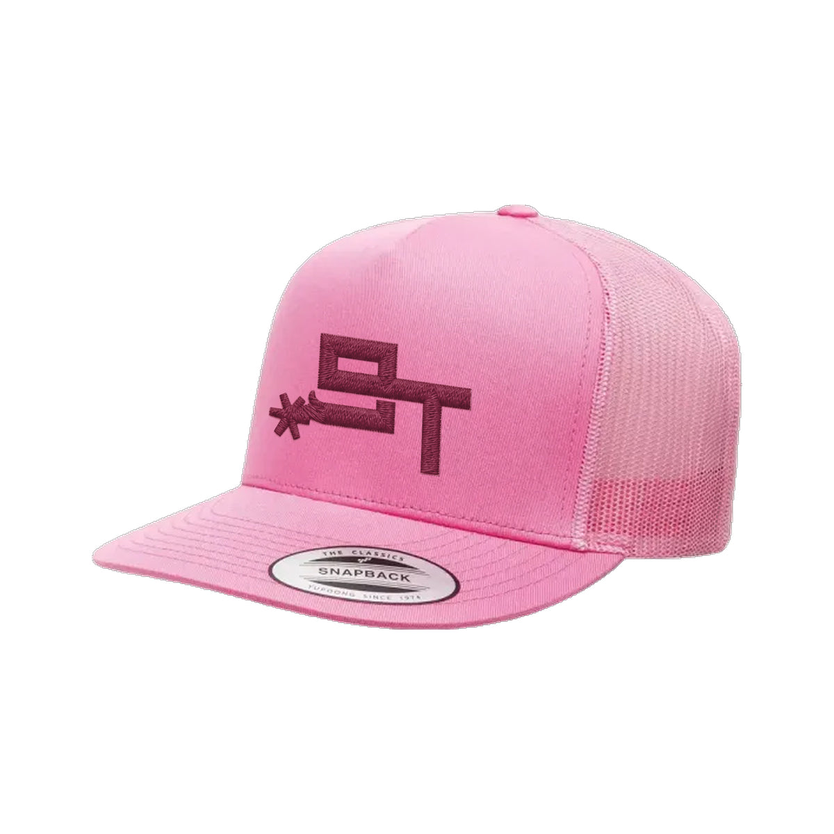 9T Spur Yupoong 6006 Hat / Pink / Maroon / angle on white
