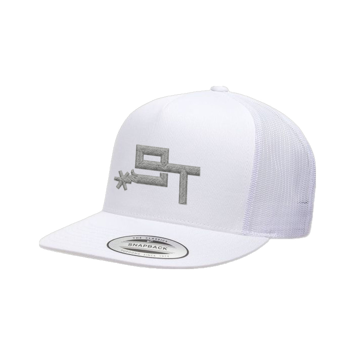 9T Spur Yupoong 6006 Hat / White / Grey / angle on white