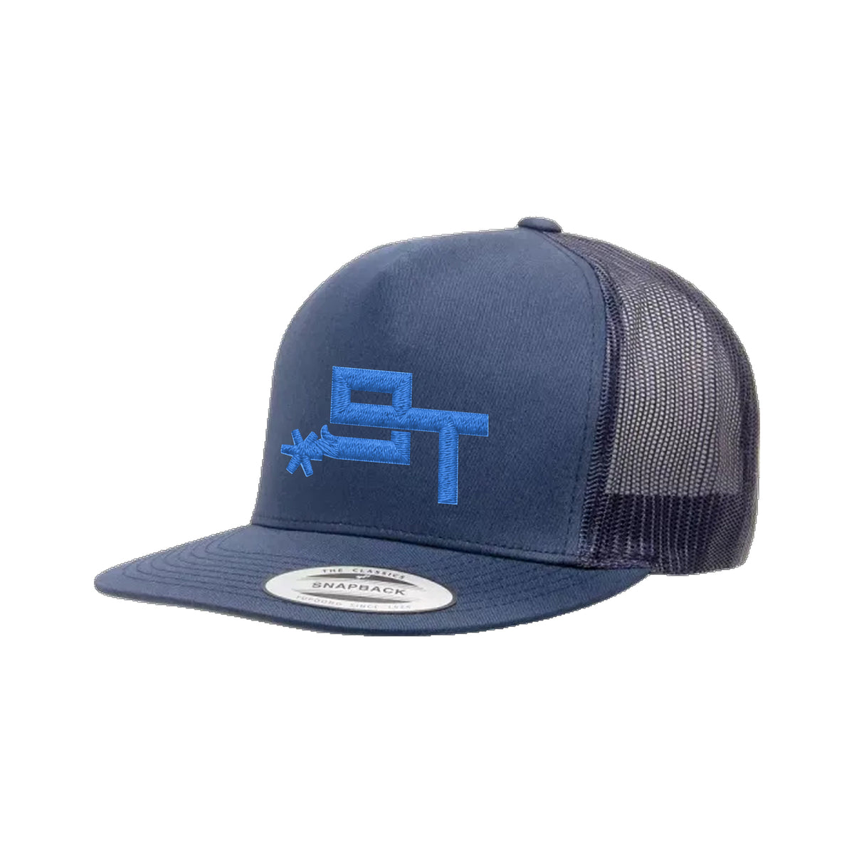 9T Spur Yupoong 6006 Hat / Navy / Blue / angle on white