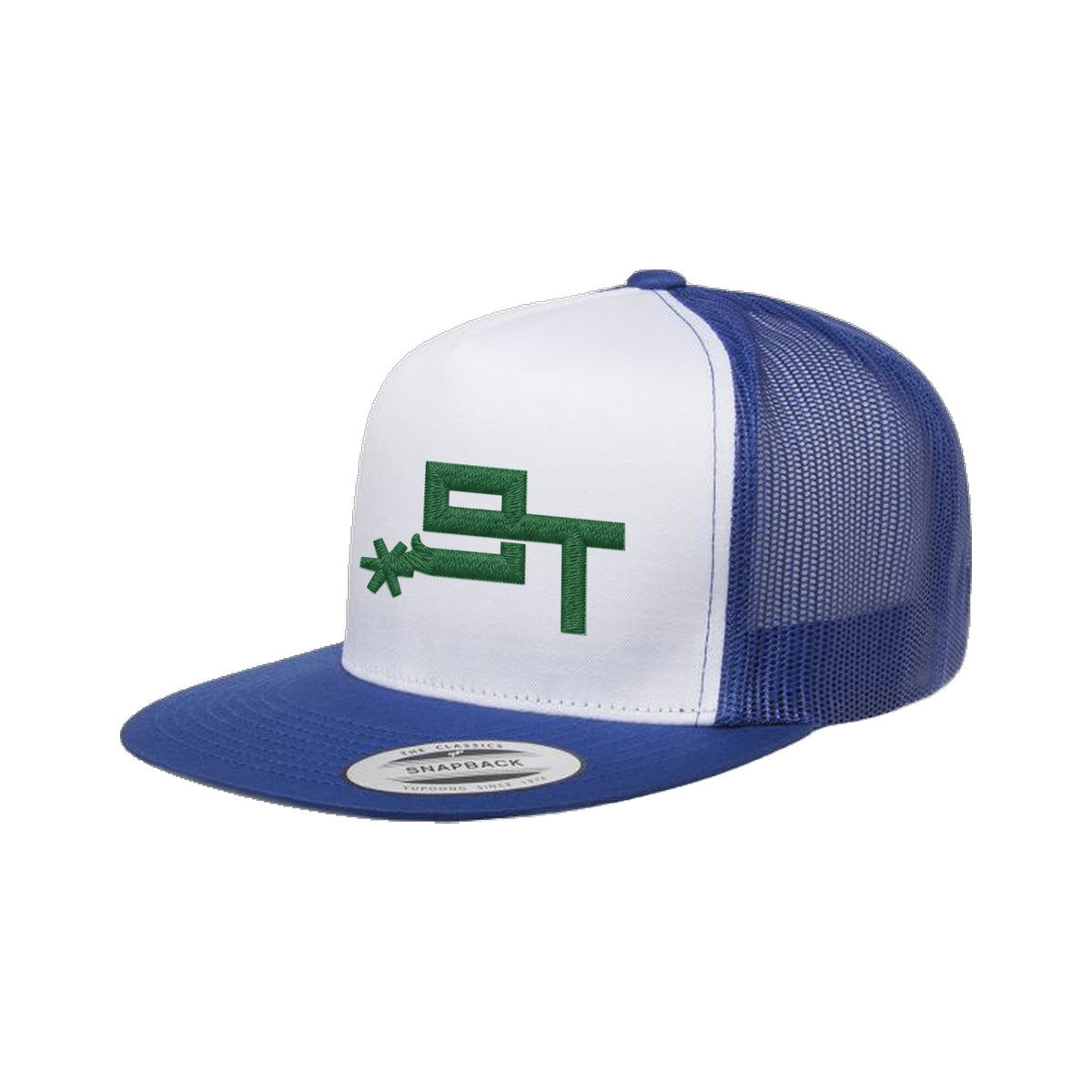 9T Spur Yupoong 6006 Hat / Royal/White/Royal / Dark Green / angle on white