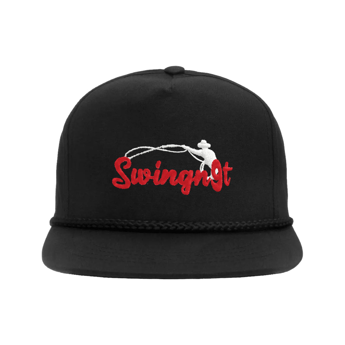 SwingN9T Roping Yupoong 6002 Hat / Black / Red/White / angle on white