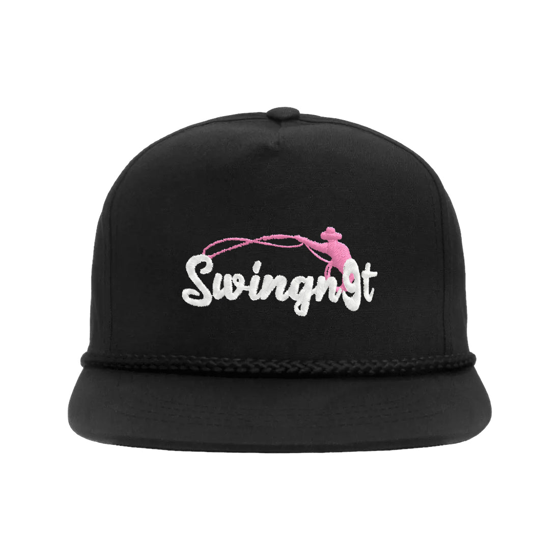 SwingN9T Roping Yupoong 6002 Hat / Black / White/Teal / angle on white