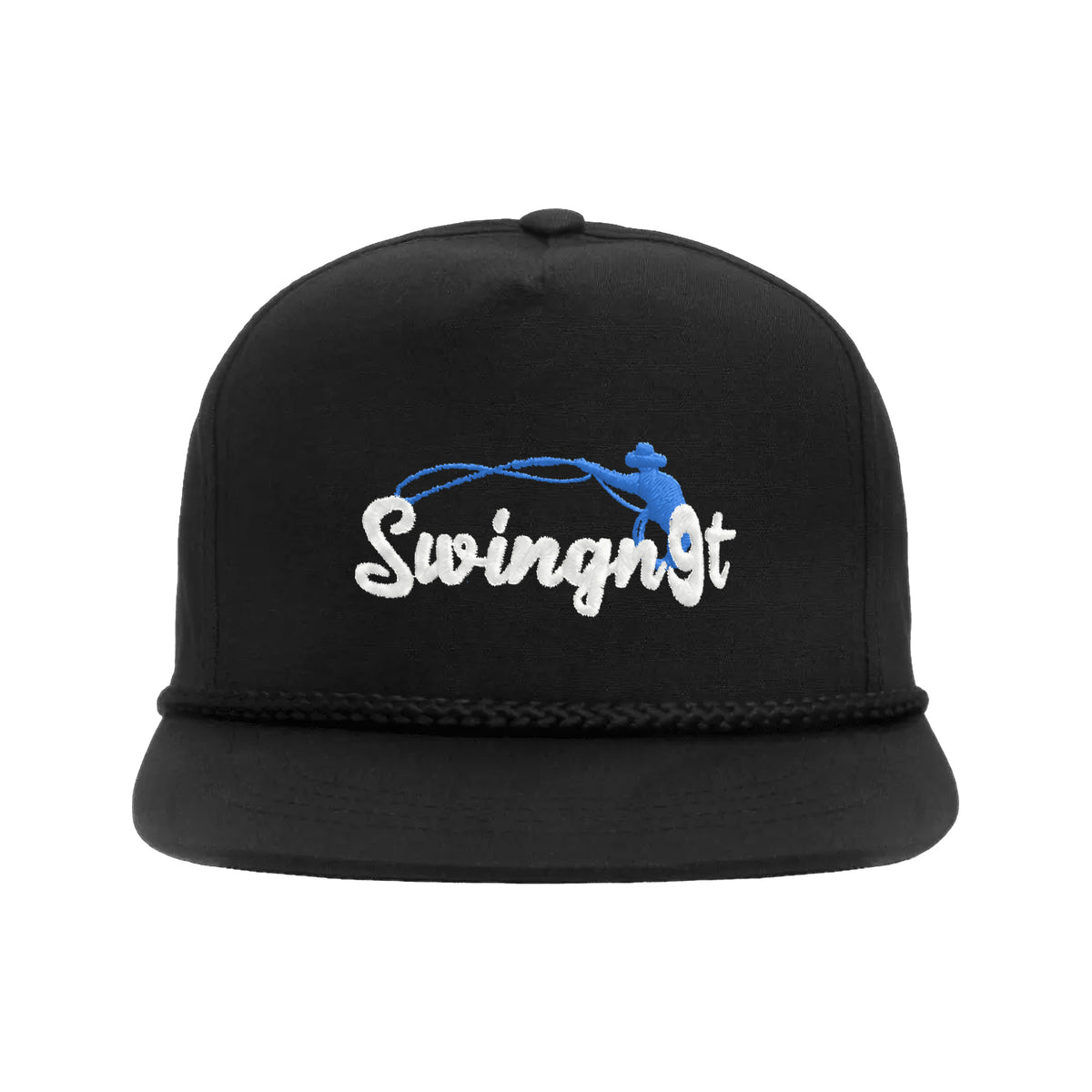 SwingN9T Roping Yupoong 6002 Hat / Black / White/Blue / angle on white