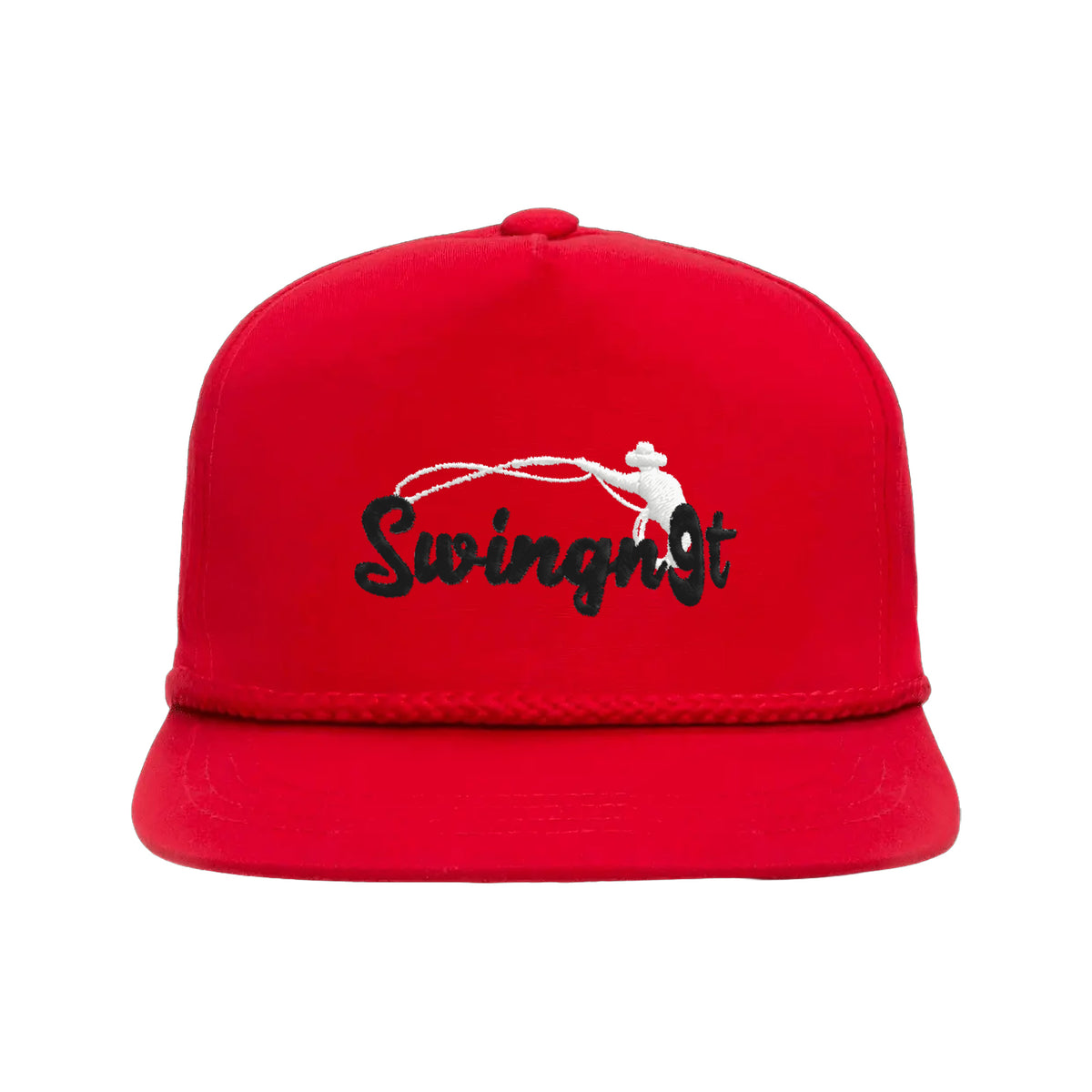 SwingN9T Roping Yupoong 6002 Hat / Red / Black/White / angle on white