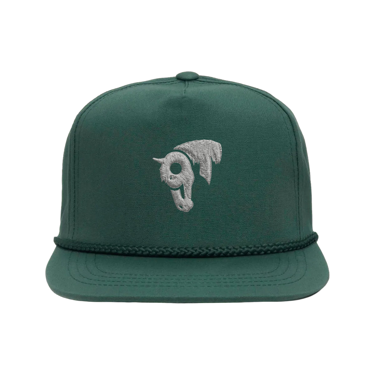 9T Horse Yupoong 6002 Hat / Spruce / Grey / angle on white