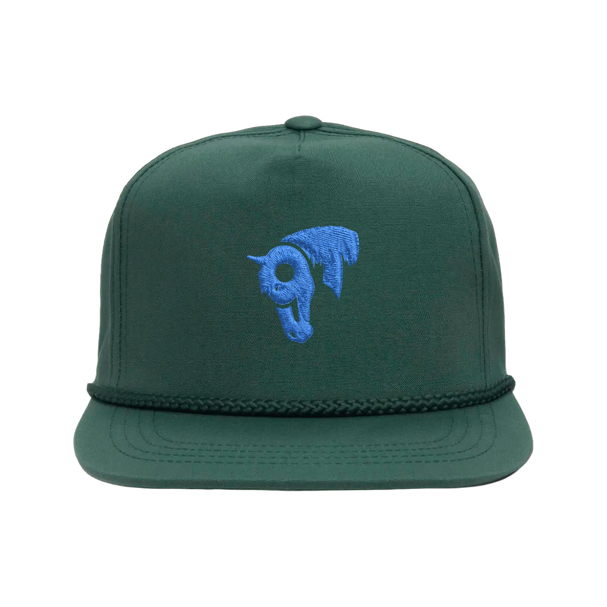 9T Horse Yupoong 6002 Hat / Spruce / Blue / angle on white