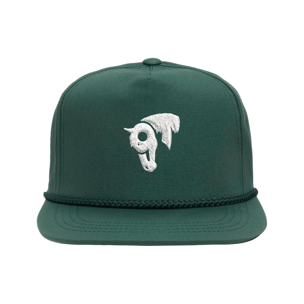 9T Horse Yupoong 6002 Hat / Spruce / White / angle on white