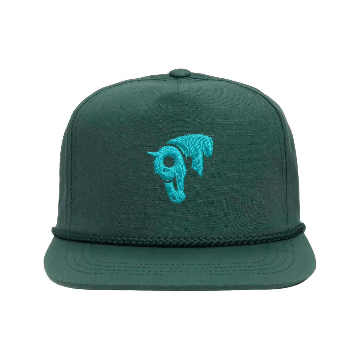 9T Horse Yupoong 6002 Hat / Spruce / Teal / angle on white