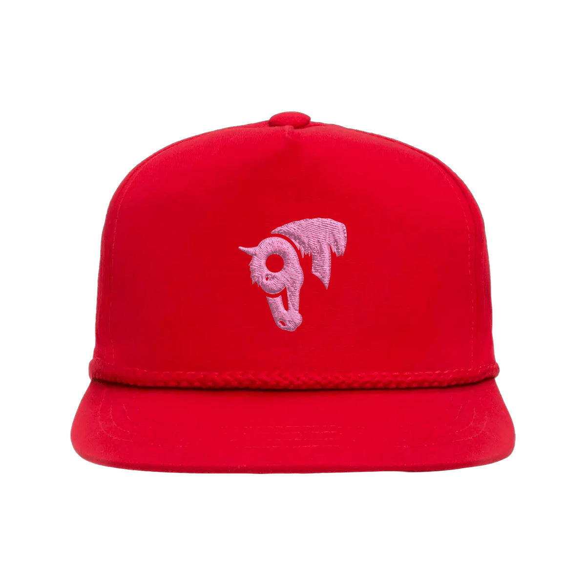 9T Horse Yupoong 6002 Hat / Red / Pink / angle on white