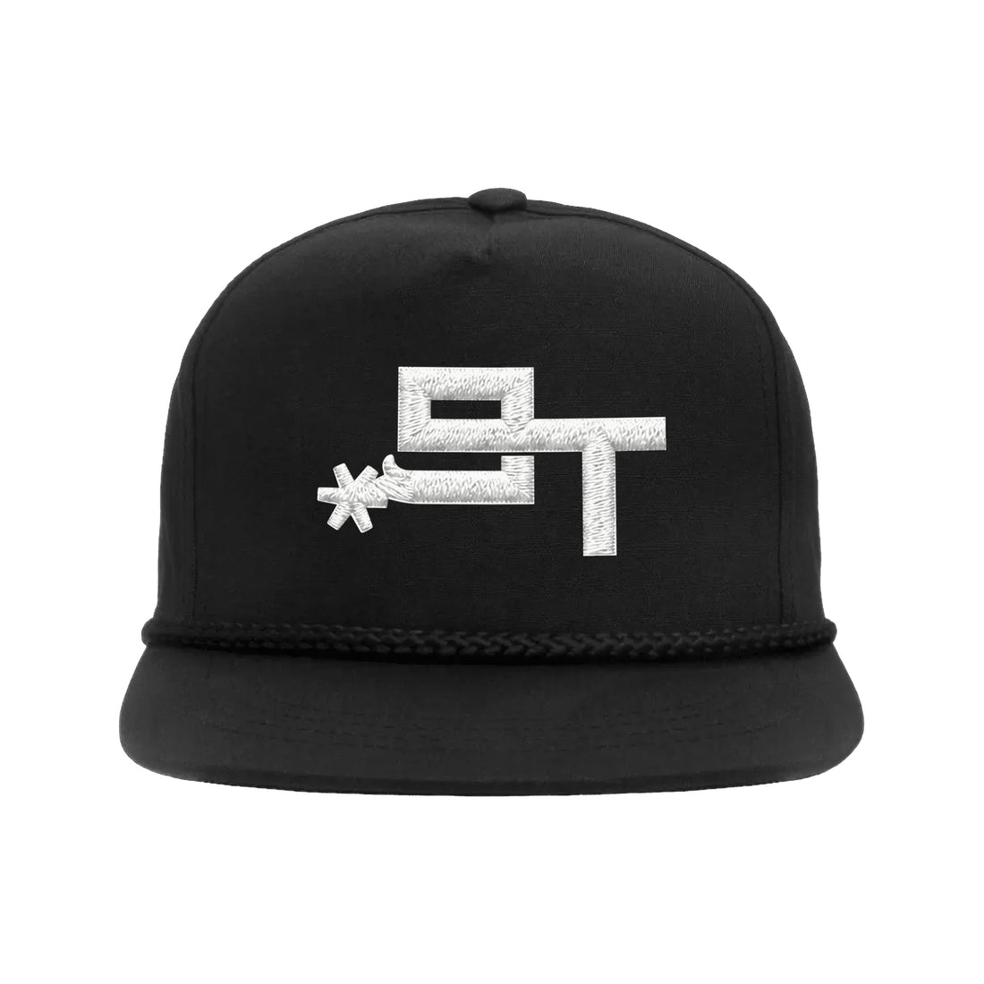 9T Spur Yupoong 6002 Hat / Black / White / angle on white