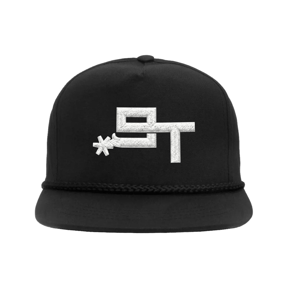 9T Spur Yupoong 6002 Hat / Black / White / angle on white