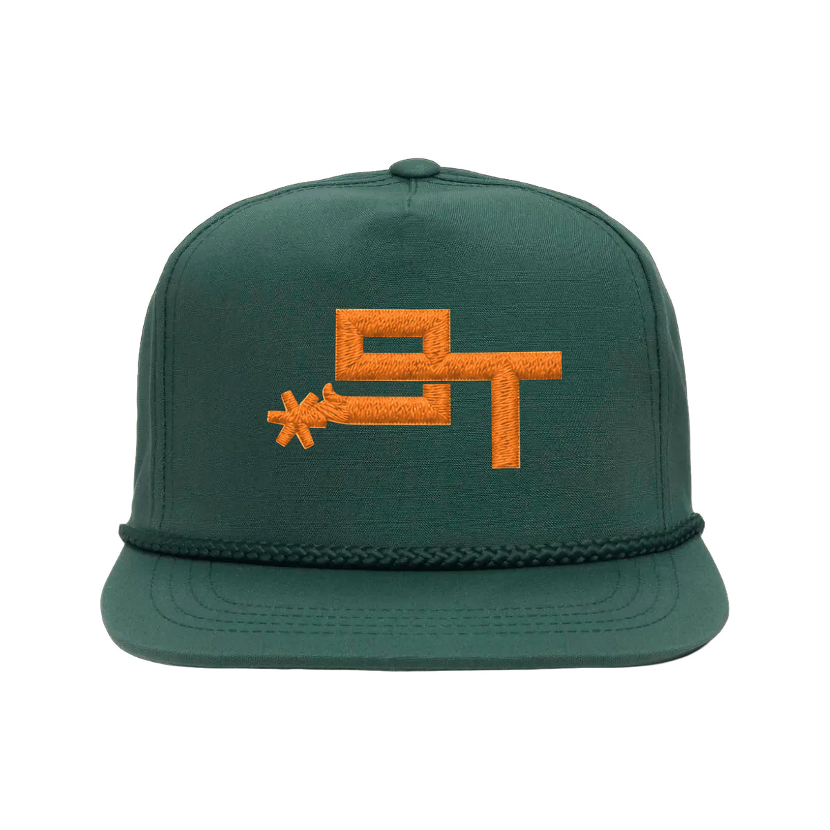 9T Spur Yupoong 6002 Hat / Spruce / Orange / angle on white