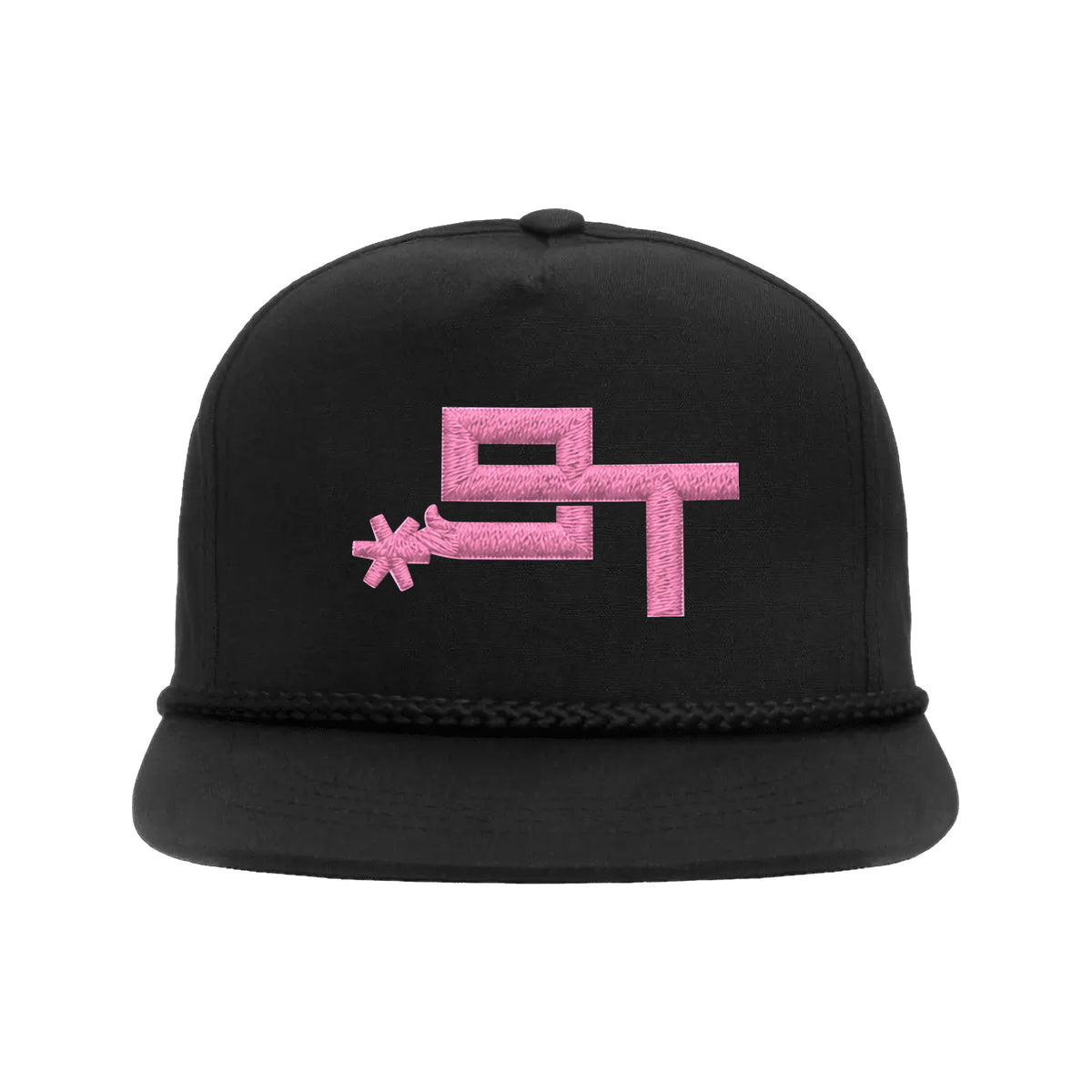 9T Spur Yupoong 6002 Hat / Black / Pink / angle on white