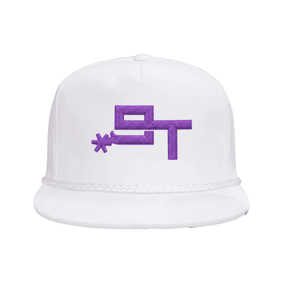 9T Spur Yupoong 6002 Hat / White / Purple / angle on white