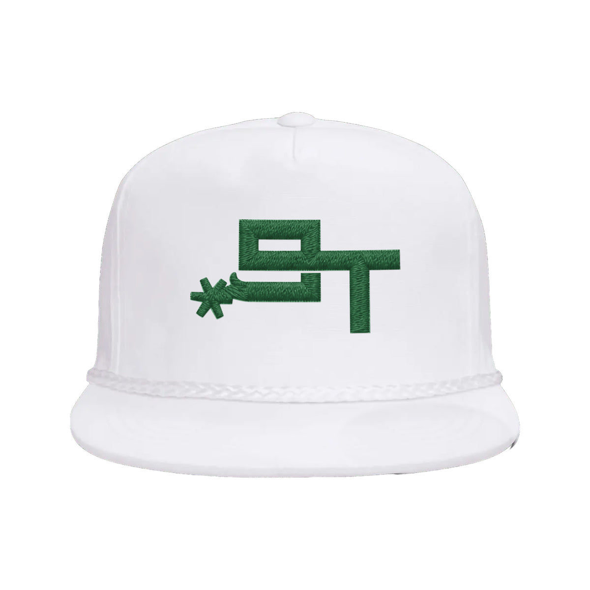 9T Spur Yupoong 6002 Hat / White / Dark Green / angle on white