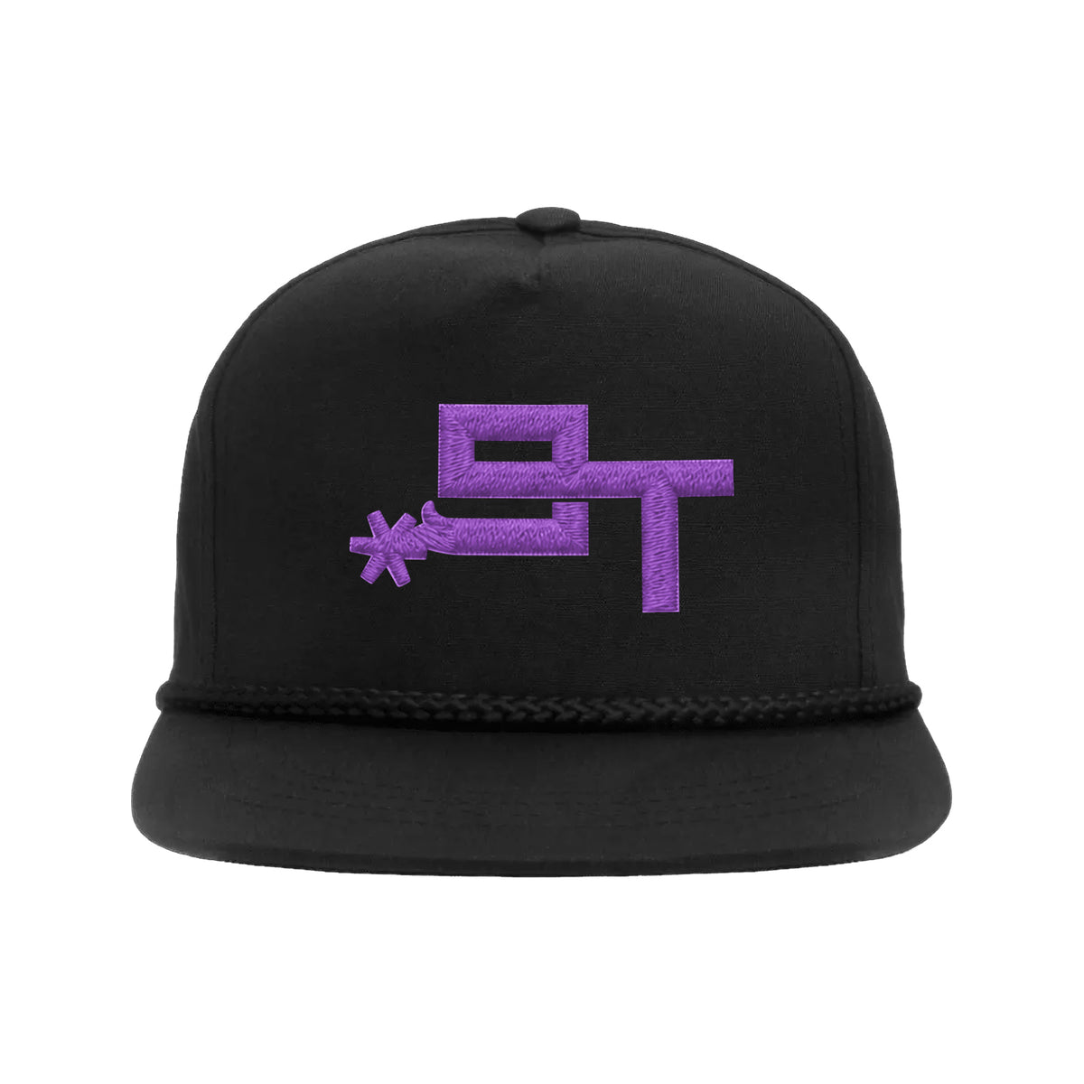 9T Spur Yupoong 6002 Hat / Black / Purple / angle on white