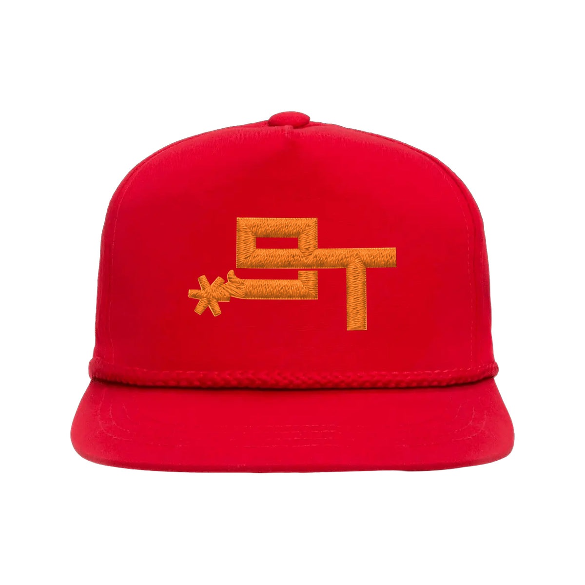 9T Spur Yupoong 6002 Hat / Red / Orange / angle on white