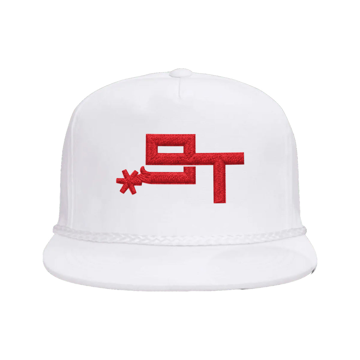 9T Spur Yupoong 6002 Hat / White / Red / angle on white