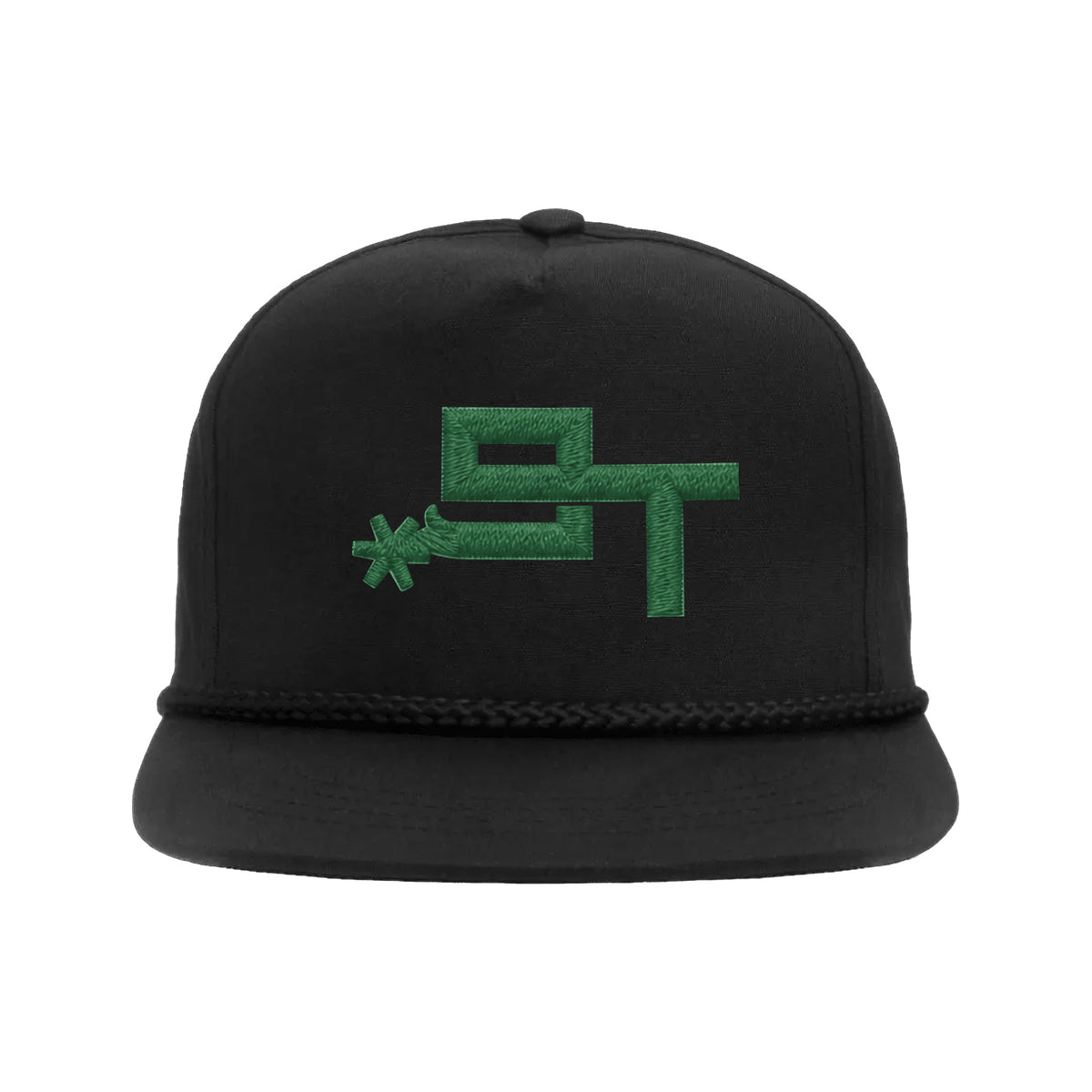 9T Spur Yupoong 6002 Hat / Black / Dark Green / angle on white