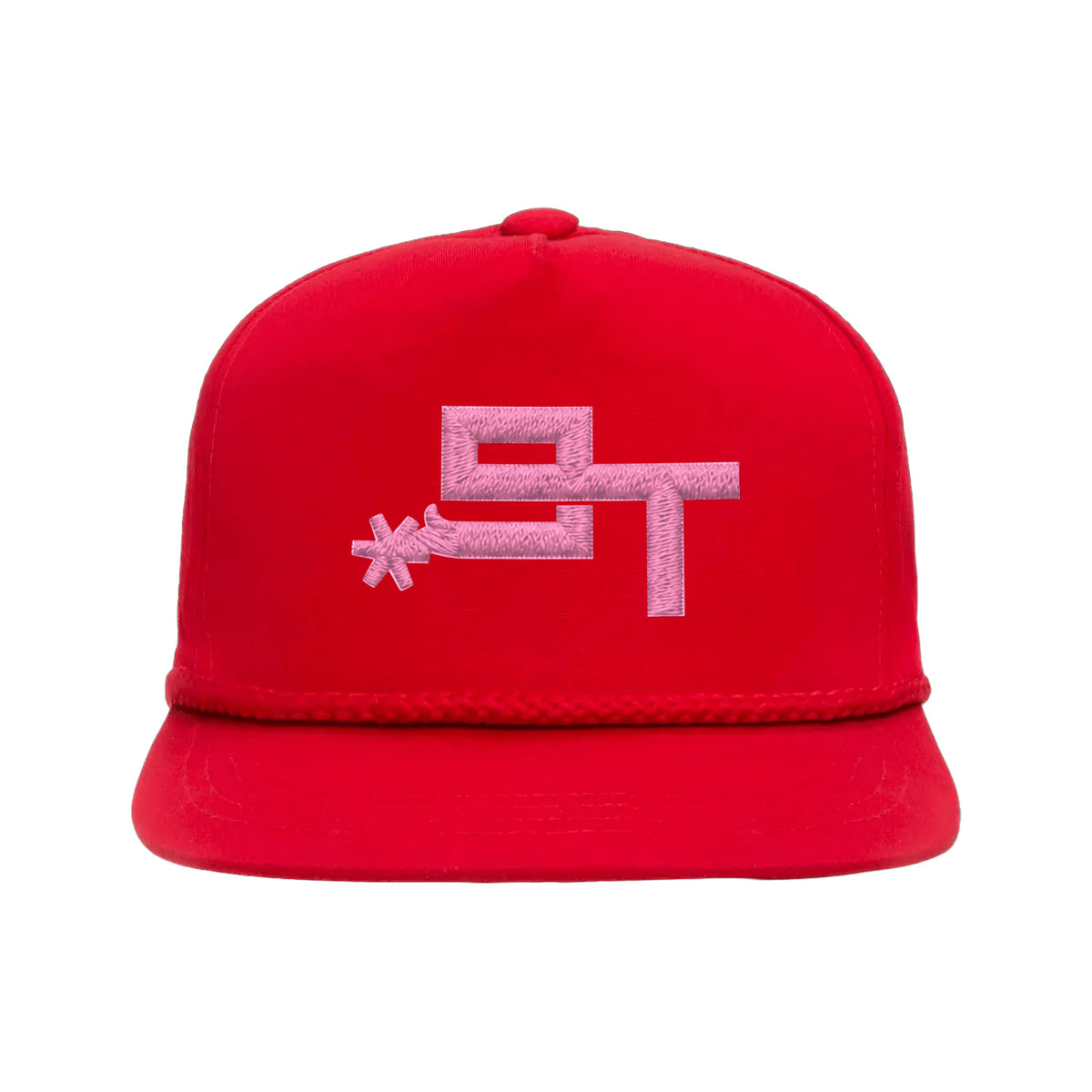 9T Spur Yupoong 6002 Hat / Red / Pink / angle on white