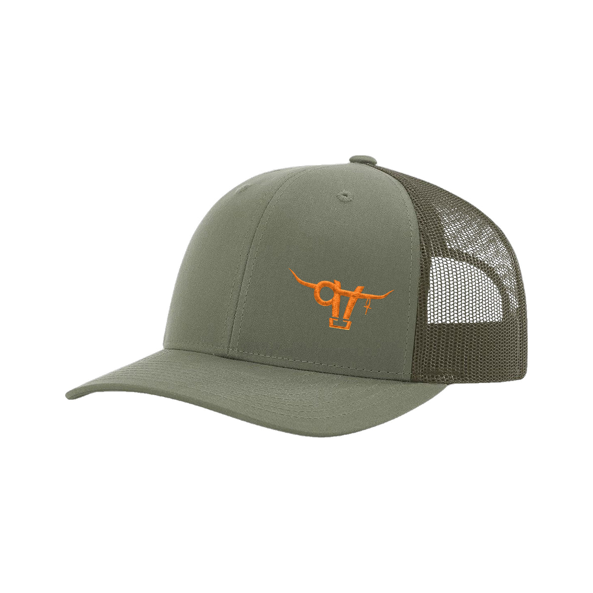 SwingN9T Bull Richardson 112 Hat / Loden / Orange / angle on white