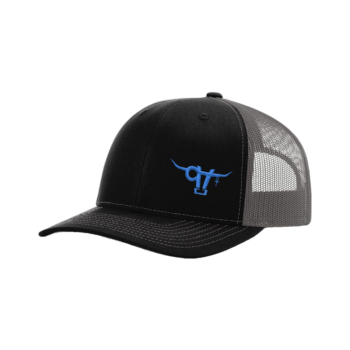 SwingN9T Bull Richardson 112 Hat / Black/Charcoal / Blue / angle on white