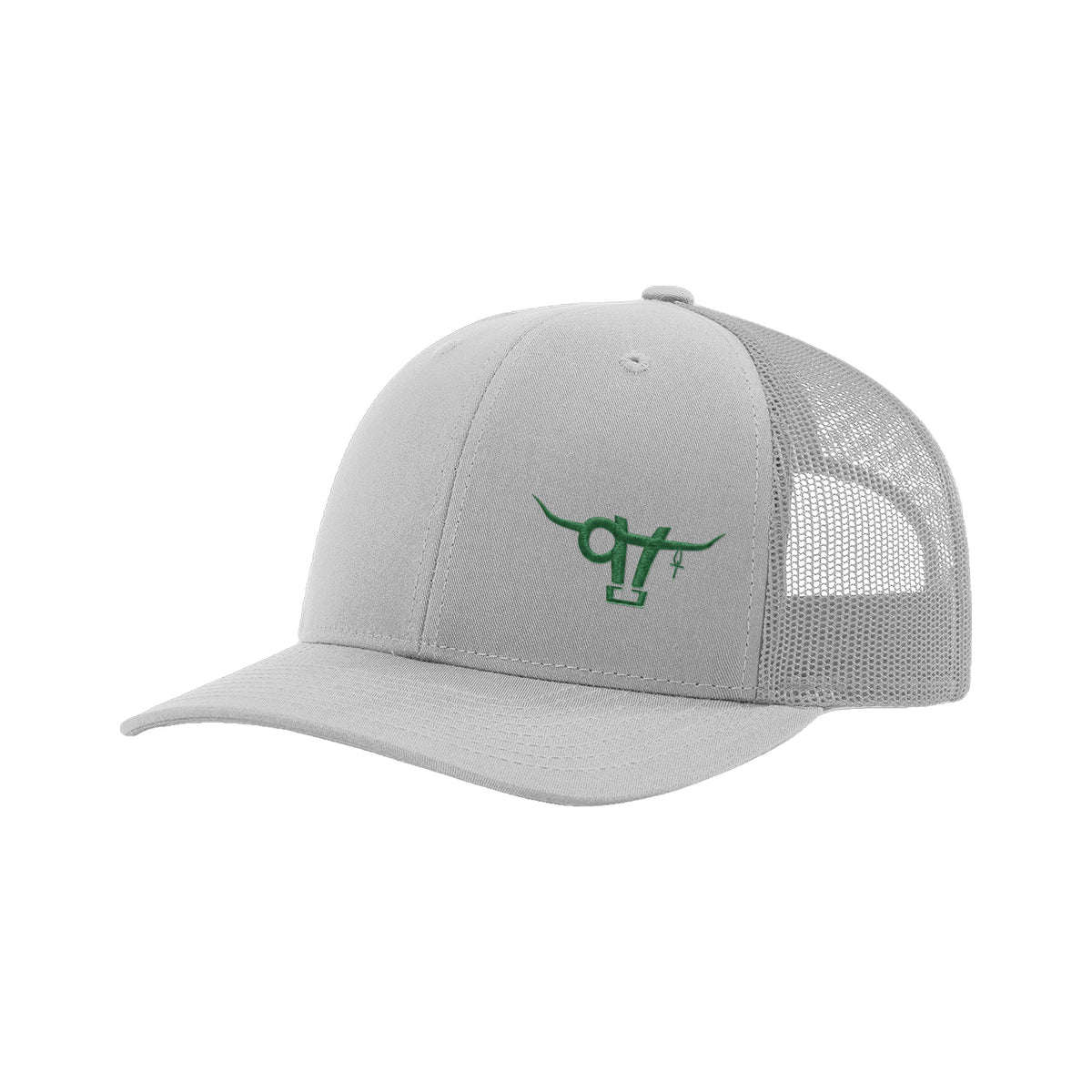 SwingN9T Bull Richardson 112 Hat / Light Grey / Dark Green / angle on white