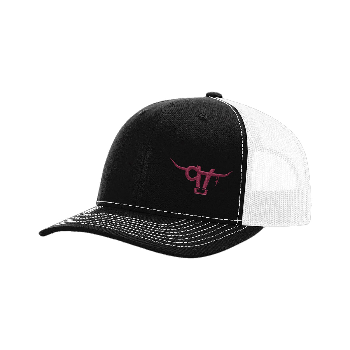 SwingN9T Bull Richardson 112 Hat / Black/White / Maroon / angle on white