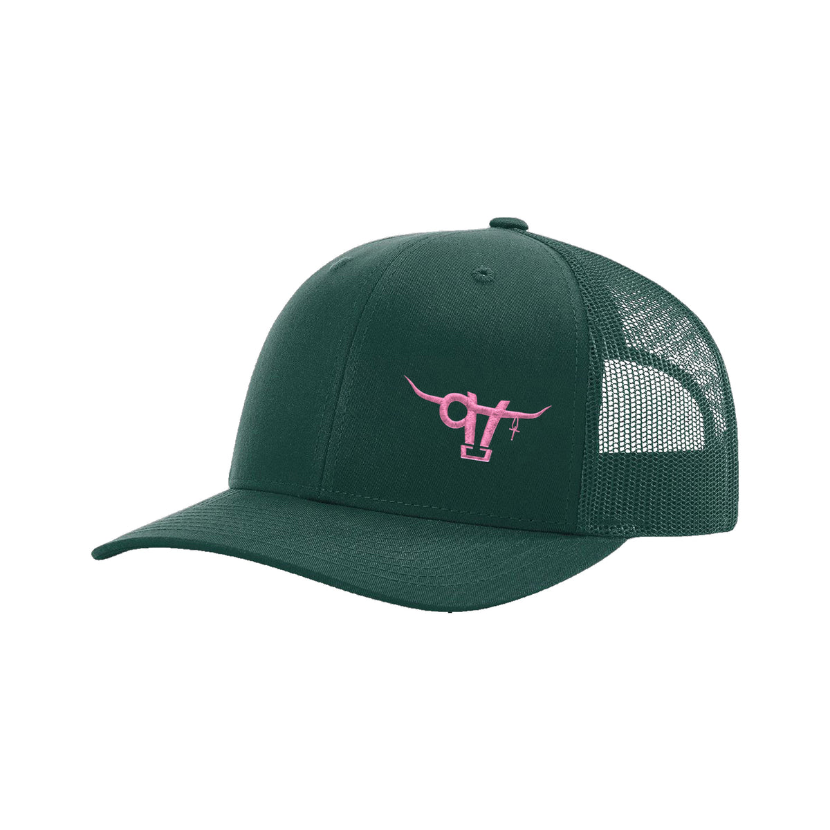 SwingN9T Bull Richardson 112 Hat / Dark Green / Pink / angle on white