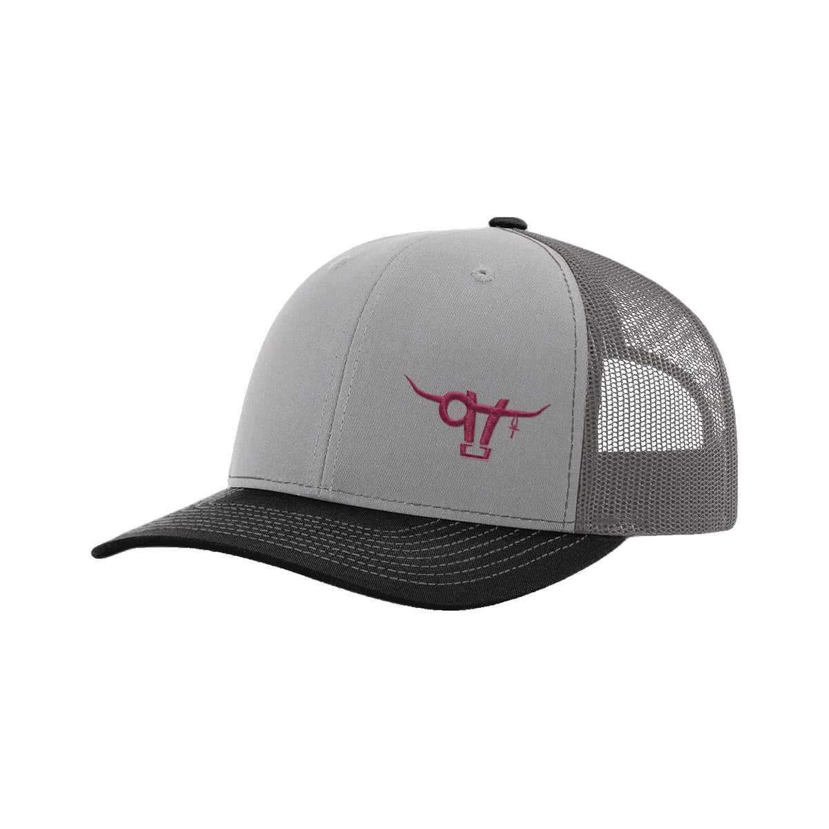 SwingN9T Bull Richardson 112 Hat / Grey/Charcoal/Black / Maroon / angle on white