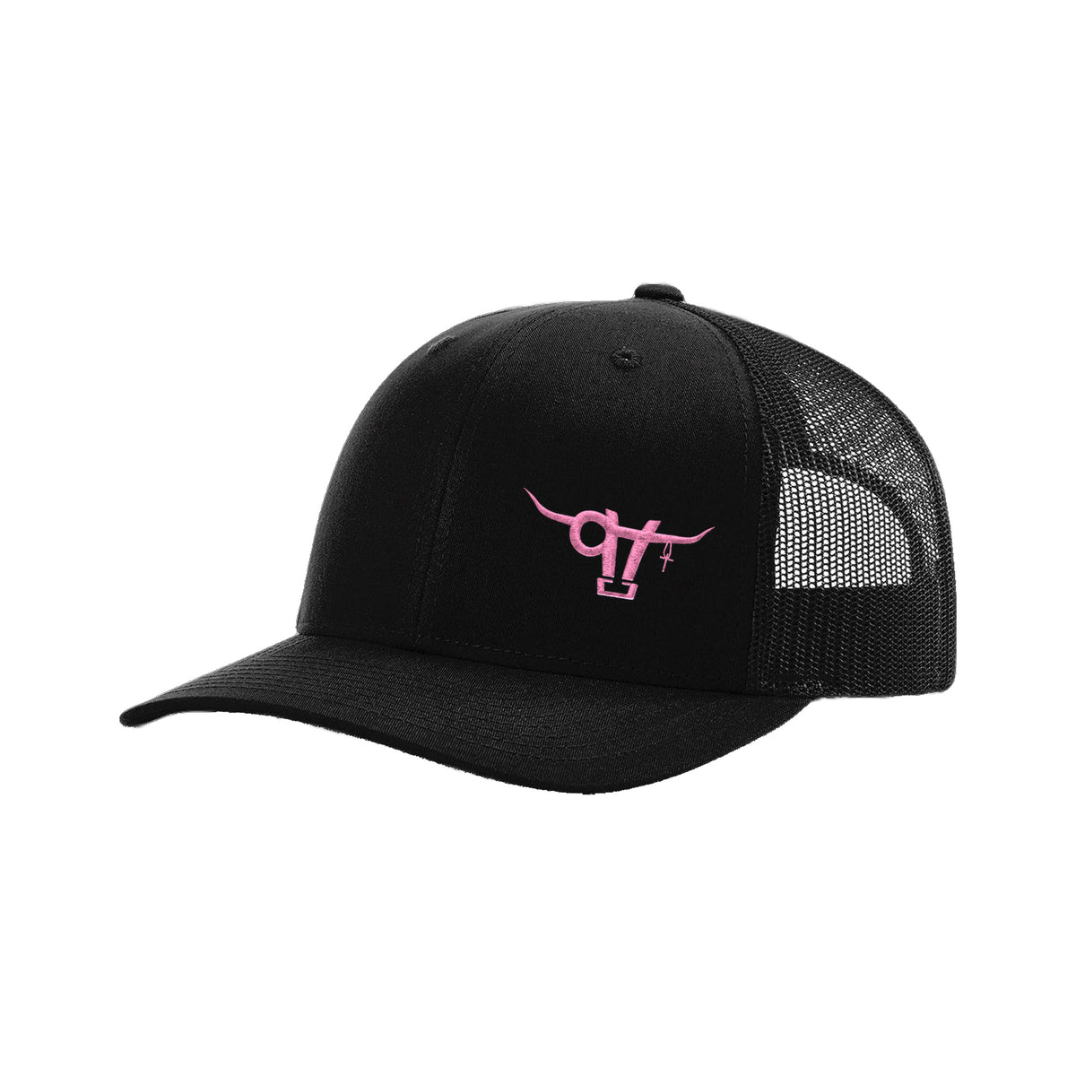 SwingN9T Bull Richardson 112 Hat / Black / Pink / angle on white