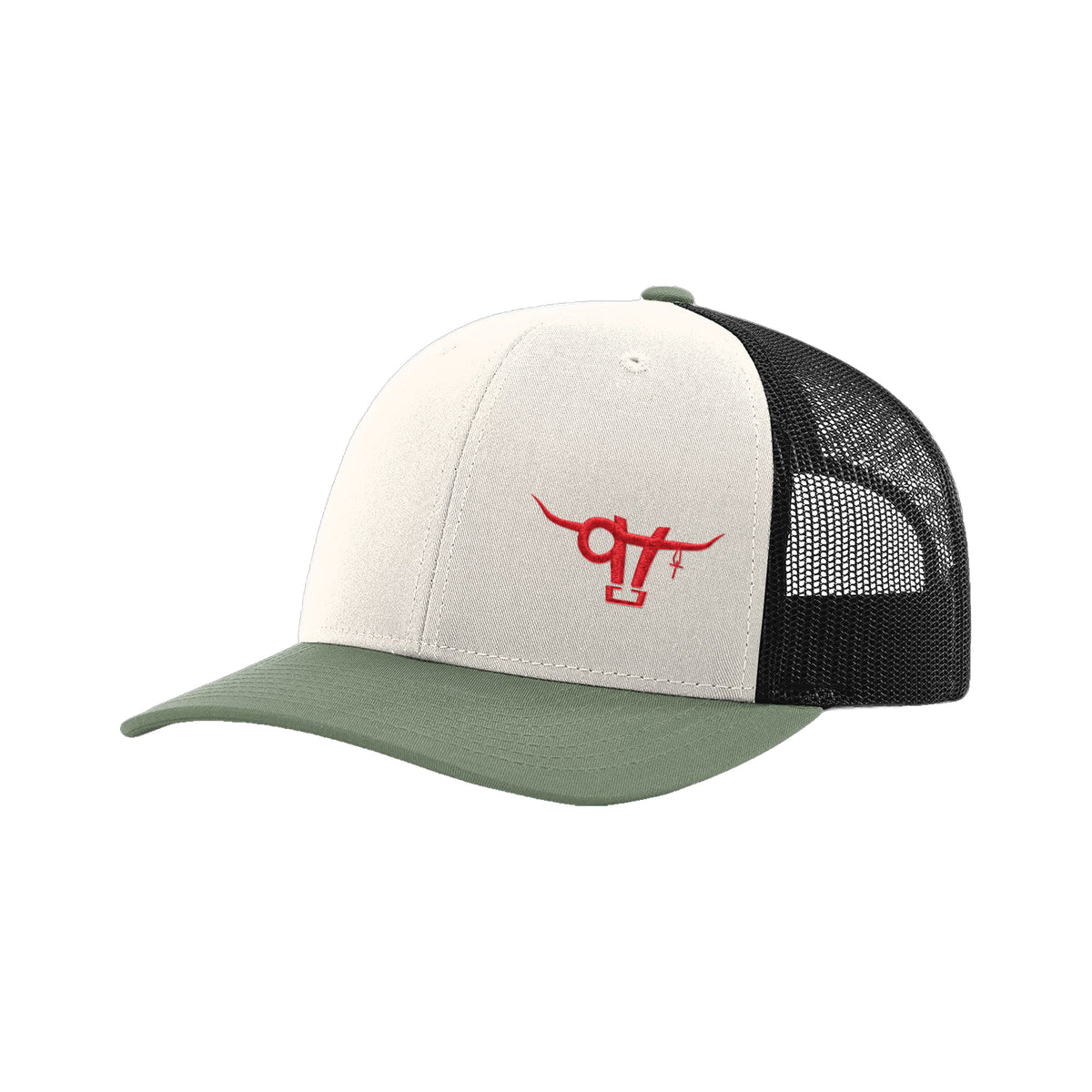 SwingN9T Bull Richardson 112 Hat / Cream/Black/Loden / Red / angle on white