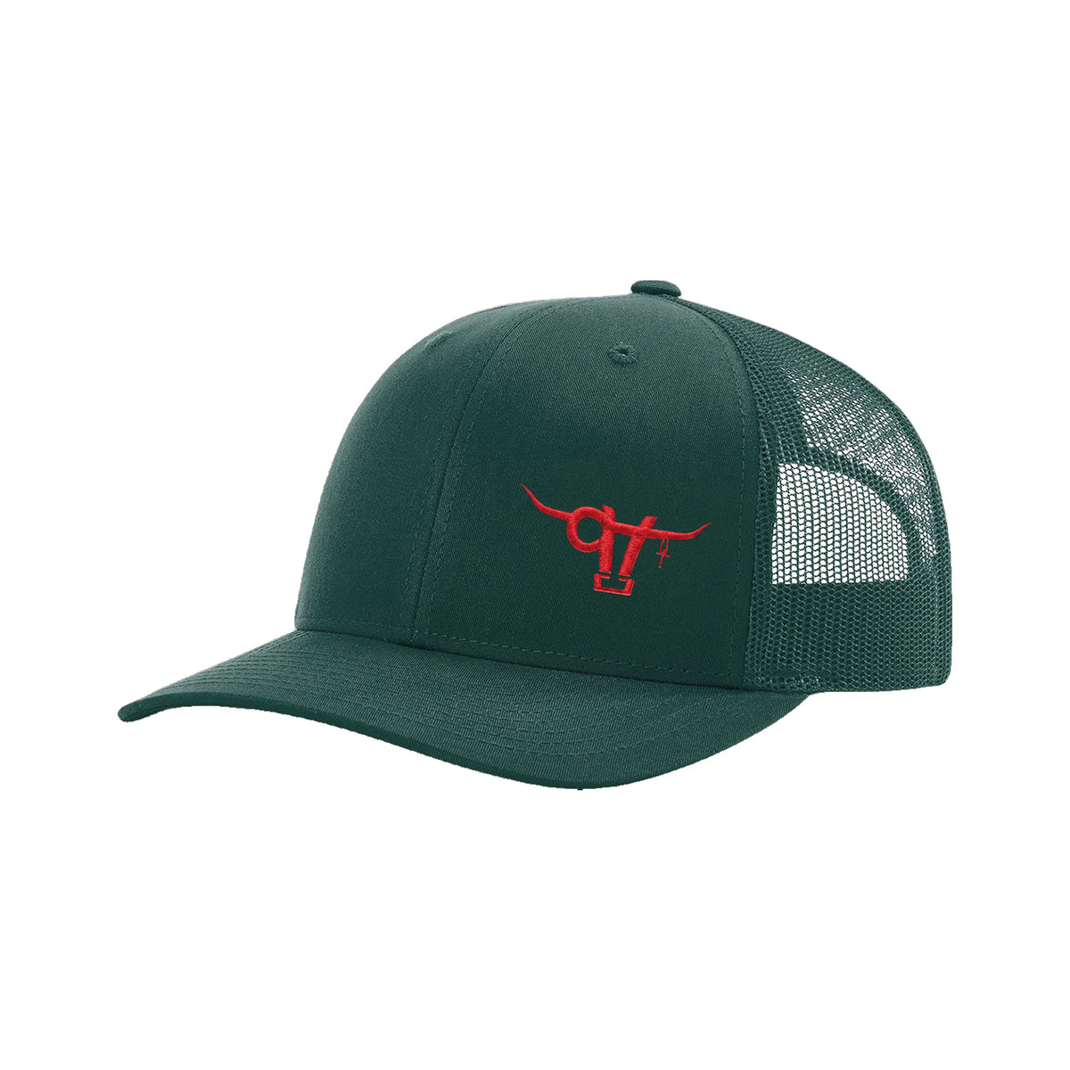 SwingN9T Bull Richardson 112 Hat / Dark Green / Red / angle on white